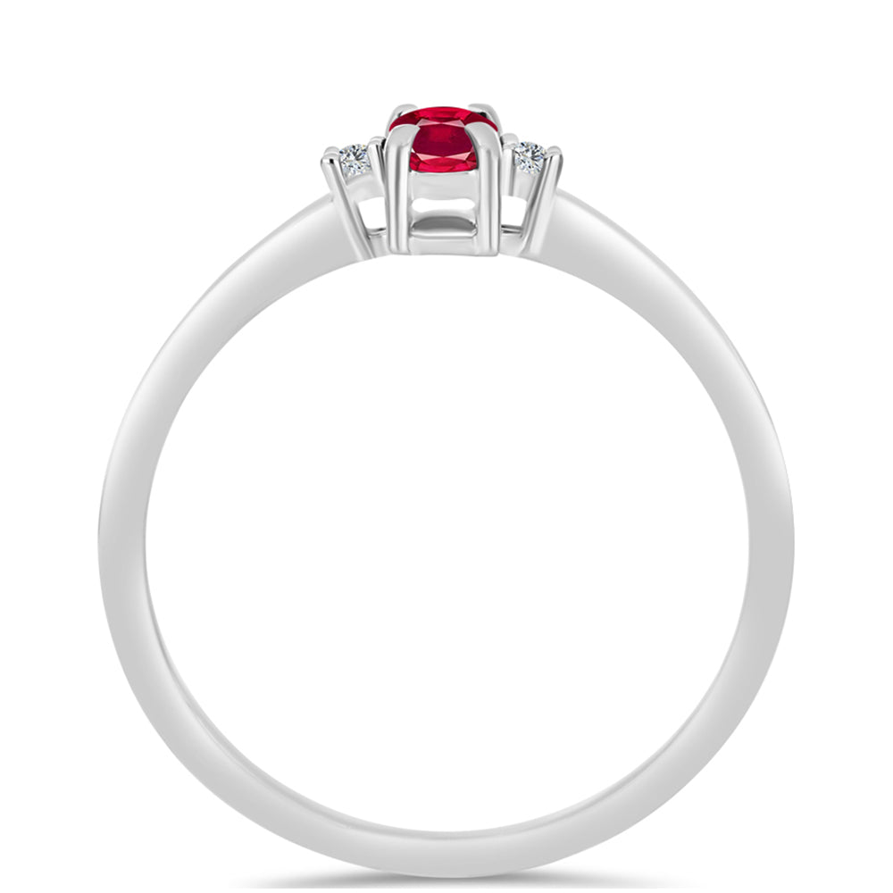Stříbro 925/1000 Prsten s Madagaskarským Rubínem a Bílým Topazem - Karátové číslo: 0.38. přibližná hmotnost: 1.49 gramů