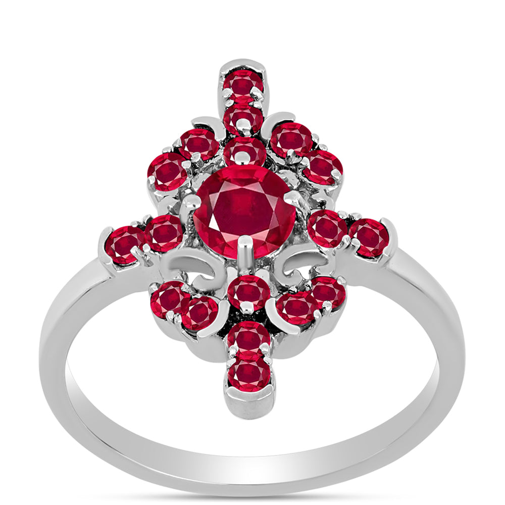 Stříbro 925/1000 Prsten s Madagaskarským Rubínem - Karátové číslo: 1.73. přibližná hmotnost: 3.64 gramů