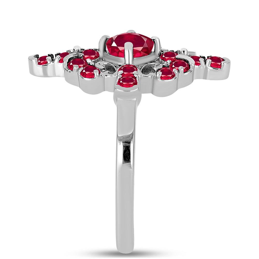 Stříbro 925/1000 Prsten s Madagaskarským Rubínem - Karátové číslo: 1.73. přibližná hmotnost: 3.64 gramů