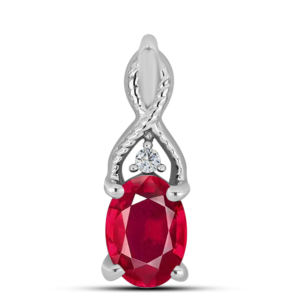 Stříbro 925/1000 Přívěsek s Madagaskarským Rubínem a Bílým Topazem - Karátové číslo: 1.08. přibližná hmotnost: 0.83 gramů