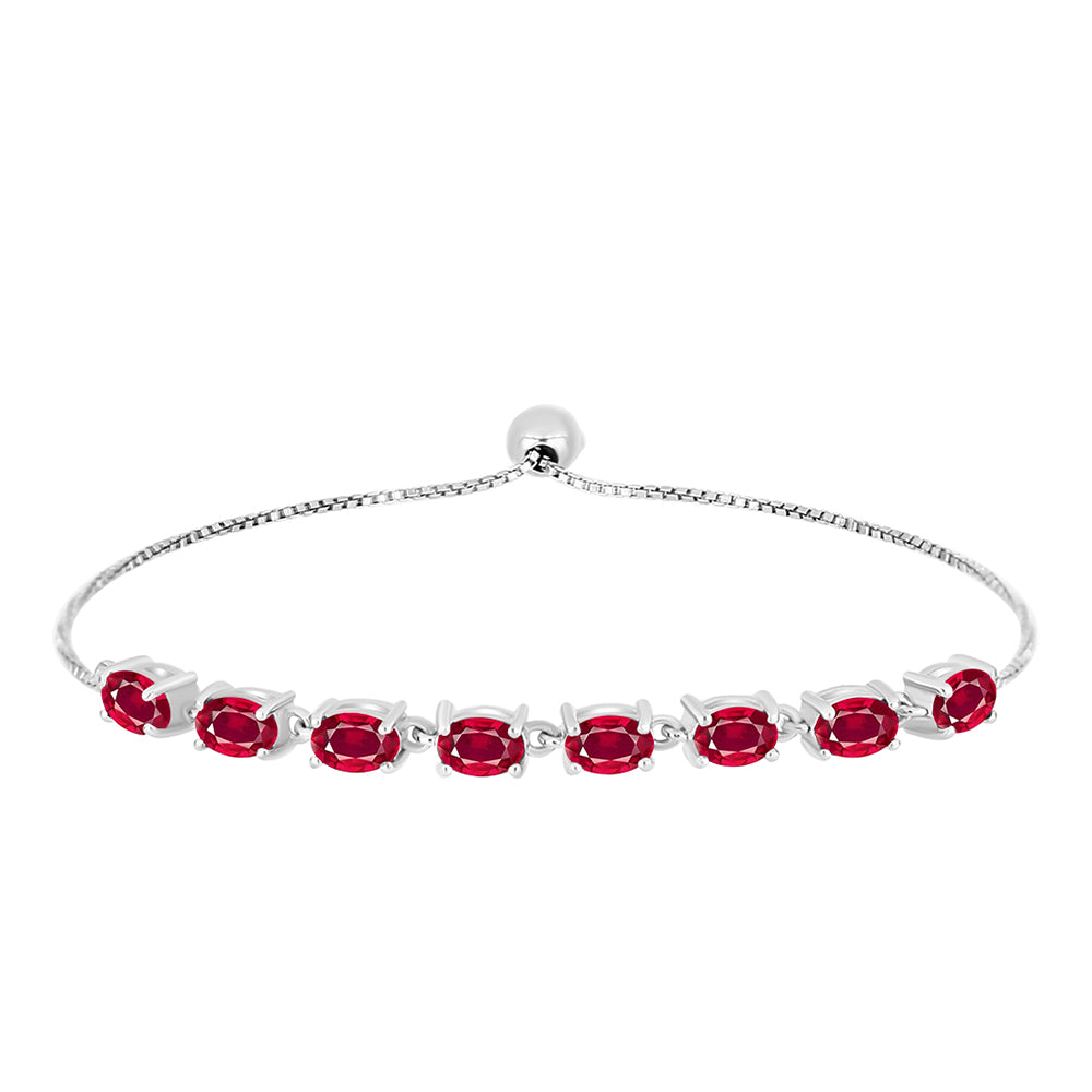 Stříbro 925/1000 Náramek s Madagaskarským Rubínem - Karátové číslo: 4.4. přibližná hmotnost: 5.23 gramů