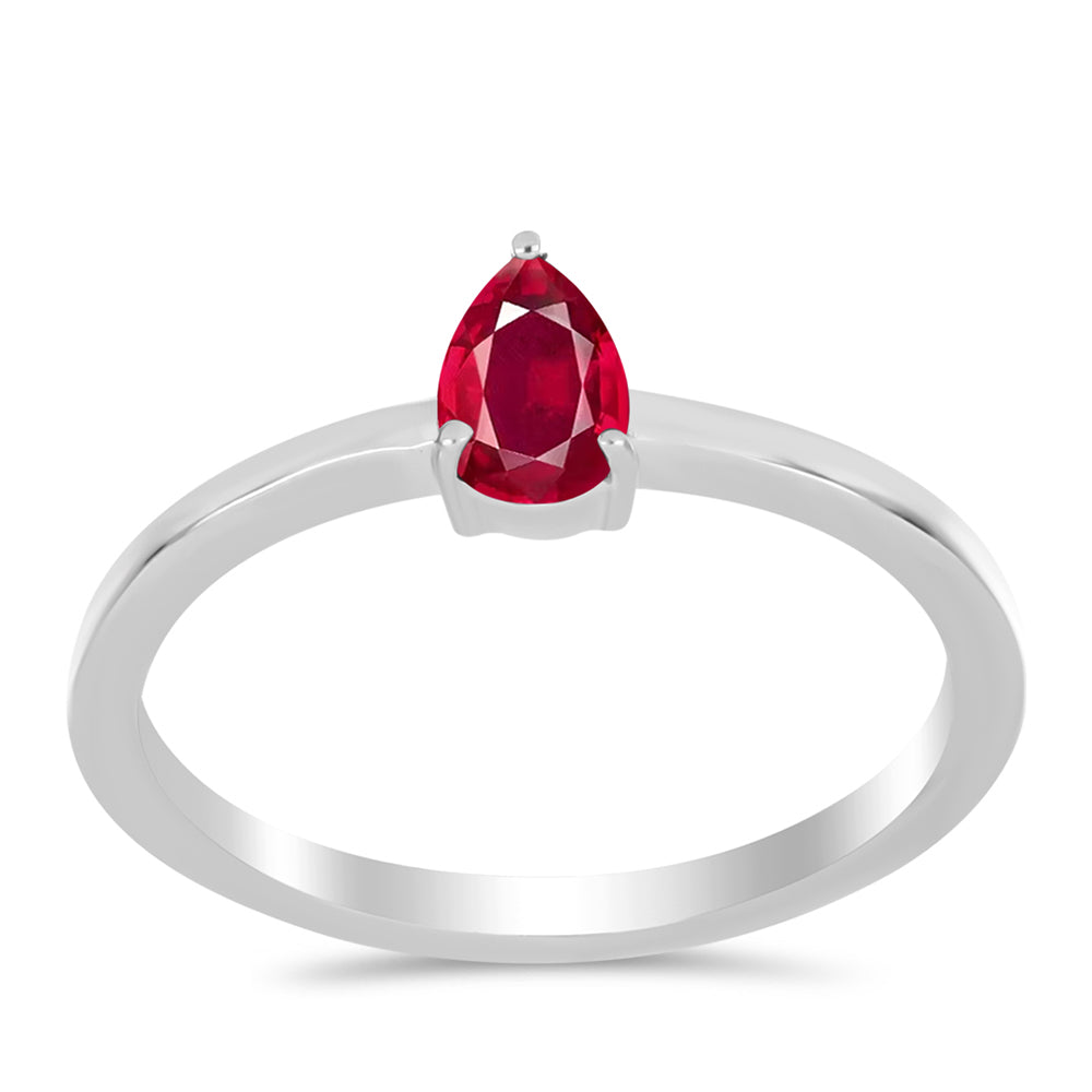 Stříbro 925/1000 Prsten s Madagaskarským Rubínem - Karátové číslo: 0.61. přibližná hmotnost: 1.53 gramů