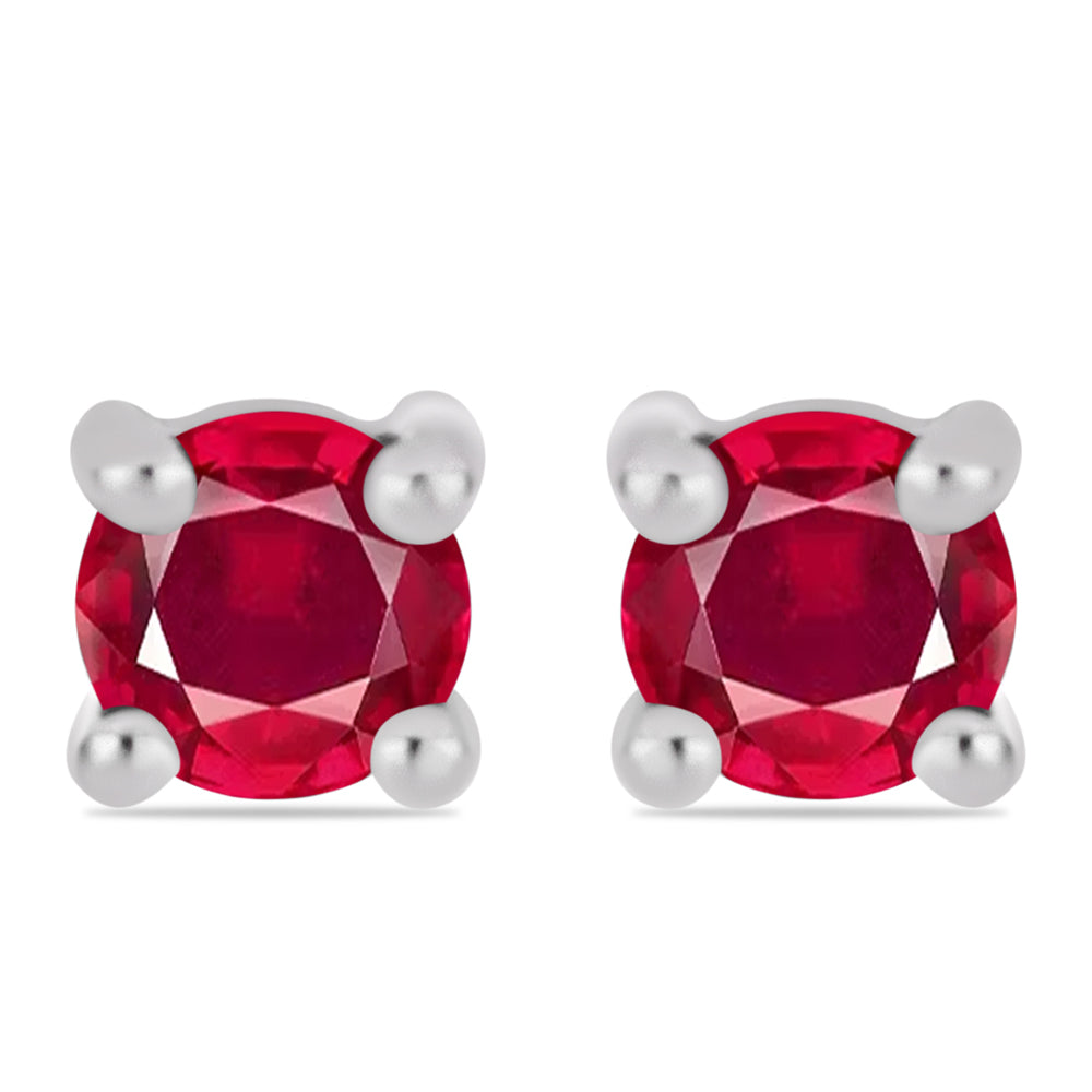Stříbro 925/1000 Náušnice s Madagaskarským Rubínem - Karátové číslo: 0.78. přibližná hmotnost: 0.91 gramů