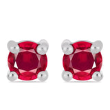 Stříbro 925/1000 Náušnice s Madagaskarským Rubínem - Karátové číslo: 0.78. přibližná hmotnost: 0.91 gramů