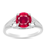 Stříbro 925/1000 Prsten s Madagaskarským Rubínem - Karátové číslo: 2.76. přibližná hmotnost: 2.98 gramů