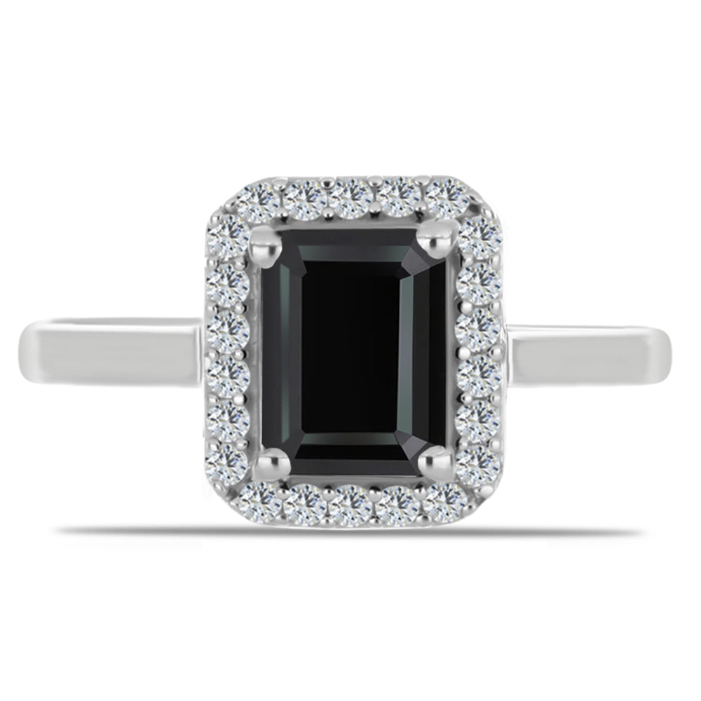 Stříbro 925/1000 Prsten s Obsidiánem a Bílým Topazem - Karátové číslo: 0.99. přibližná hmotnost: 2.65 gramů