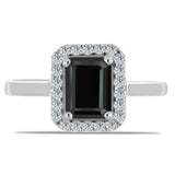 Stříbro 925/1000 Prsten s Obsidiánem a Bílým Topazem - Karátové číslo: 0.99. přibližná hmotnost: 2.65 gramů