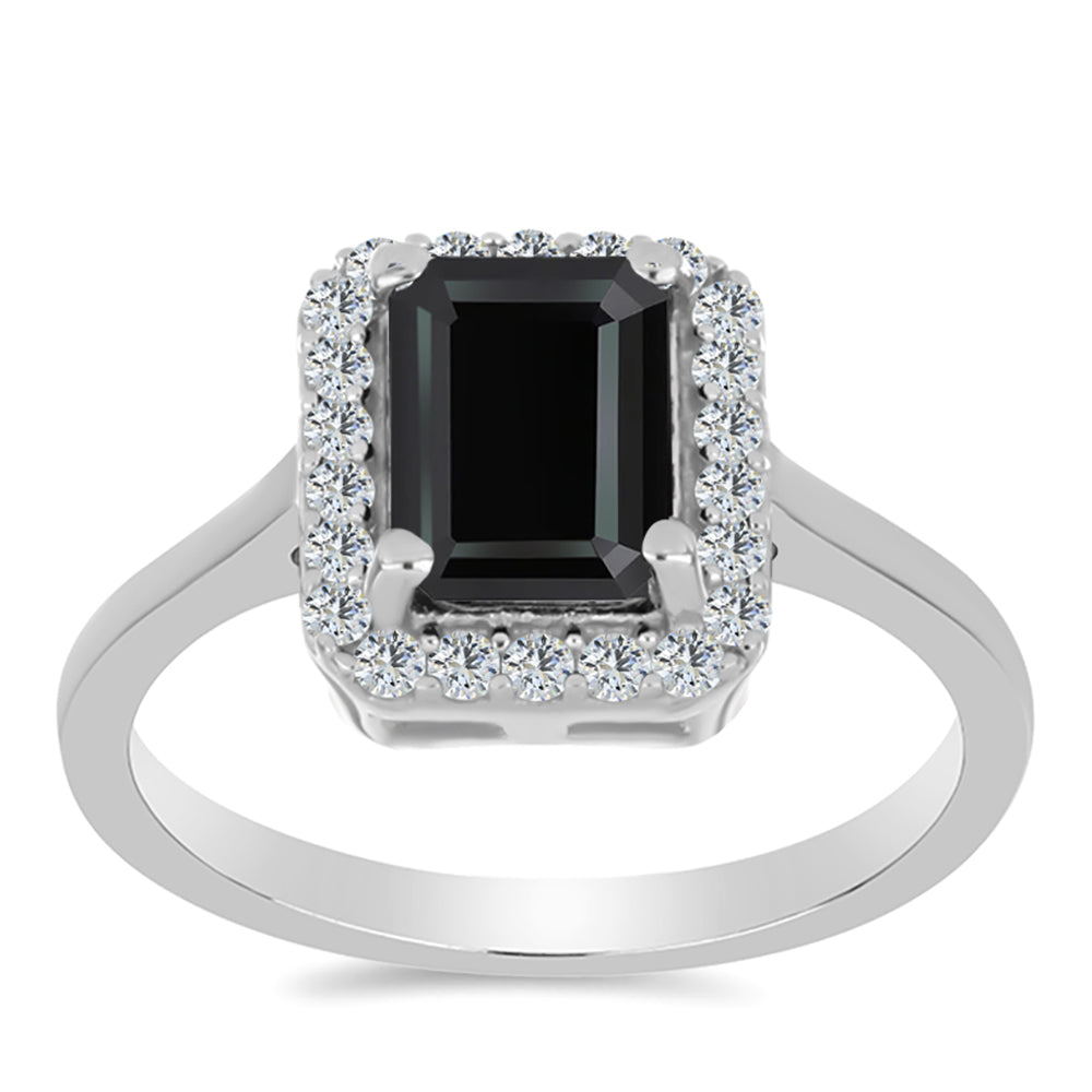 Stříbro 925/1000 Prsten s Obsidiánem a Bílým Topazem - Karátové číslo: 0.99. přibližná hmotnost: 2.65 gramů