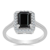 Stříbro 925/1000 Prsten s Obsidiánem a Bílým Topazem - Karátové číslo: 0.99. přibližná hmotnost: 2.65 gramů