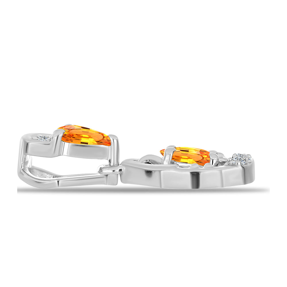 Stříbro 925/1000 Přívěsek s Padparadscha Safírem a Bílým Topazem - Karátové číslo: 0.55. přibližná hmotnost: 1.13 gramů