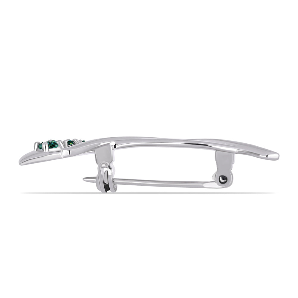 Stříbro 925/1000 Brož s Zelenkavý mořsky modrý Moissanitem - Karátové číslo: 0.15. přibližná hmotnost: 2.74 gramů