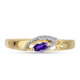 Pozlacené stříbro 925/1000 Prsten s Marockým Ametystem a Bílým Topazem - Karátové číslo: 0.19. přibližná hmotnost: 2.35 gramů