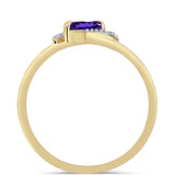 Pozlacené stříbro 925/1000 Prsten s Marockým Ametystem a Bílým Topazem - Karátové číslo: 0.19. přibližná hmotnost: 2.35 gramů