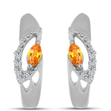 Stříbro 925/1000 Náušnice s Padparadscha Safírem a Bílým Topazem - Karátové číslo: 0.29. přibližná hmotnost: 3.36 gramů