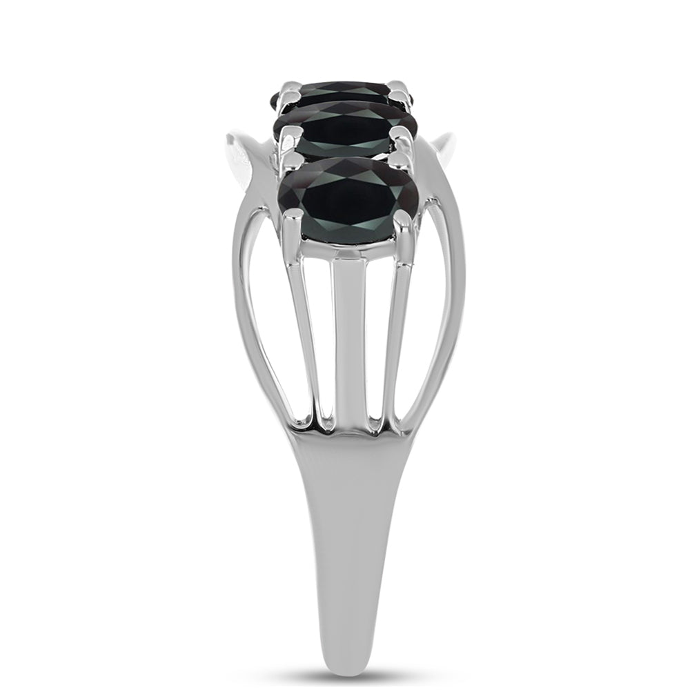 Stříbro 925/1000 Prsten s Obsidiánem - Karátové číslo: 0.97. přibližná hmotnost: 3.03 gramů