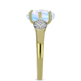 Pozlacené Stříbro 925/1000 - Prsten s Duhovým Měsíčním Kamenem a Bílým Topazem - Karátové číslo: 2.6. přibližná hmotnost: 3.02 gramů