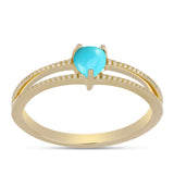 Pozlacené Stříbro 925/1000 - Prsten s Tyrkysem Sleeping Beauty - Karátové číslo: 0.26. přibližná hmotnost: 1.7 gramů