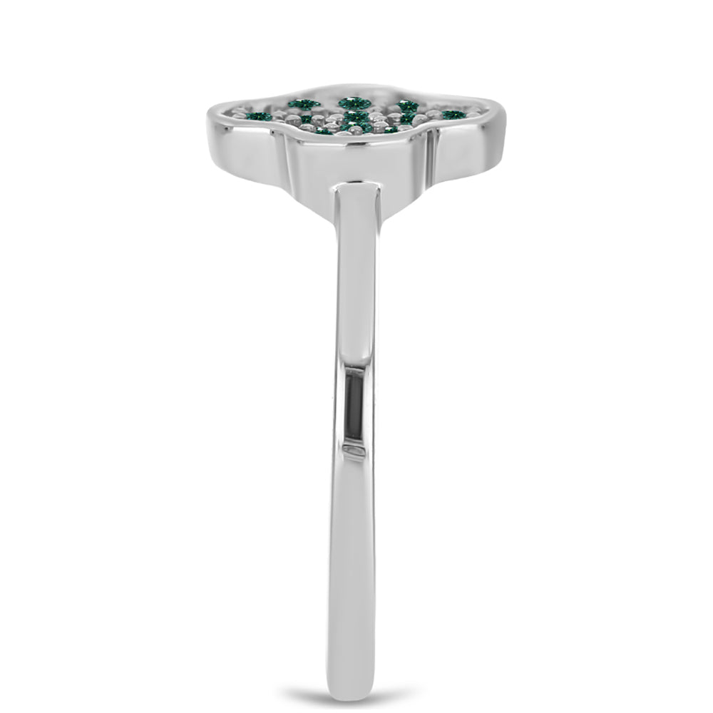 Stříbro 925/1000 Prsten s Zelenkavý mořsky modrý Moissanitem - Karátové číslo: 0.23. přibližná hmotnost: 2.34 gramů