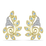 Pozlacené stříbro 925/1000 Náušnice s Ledovým Moissanitem a Bílým Topazem - Karátové číslo: 0.31. přibližná hmotnost: 4.45 gramů