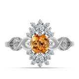 Stříbro 925/1000 Prsten s "Císařským žlutým" topazem a Bílým Topazem - Karátové číslo: 1.65. přibližná hmotnost: 3.39 gramů