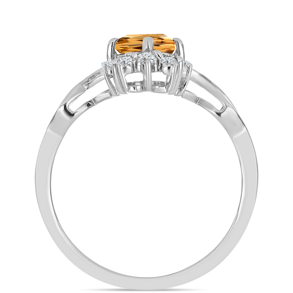 Stříbro 925/1000 Prsten s "Císařským žlutým" topazem a Bílým Topazem - Karátové číslo: 1.65. přibližná hmotnost: 3.39 gramů