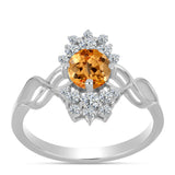 Stříbro 925/1000 Prsten s "Císařským žlutým" topazem a Bílým Topazem - Karátové číslo: 1.65. přibližná hmotnost: 3.39 gramů