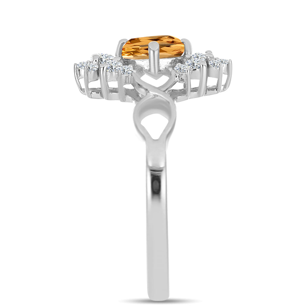 Stříbro 925/1000 Prsten s "Císařským žlutým" topazem a Bílým Topazem - Karátové číslo: 1.65. přibližná hmotnost: 3.39 gramů