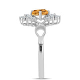 Stříbro 925/1000 Prsten s "Císařským žlutým" topazem a Bílým Topazem - Karátové číslo: 1.65. přibližná hmotnost: 3.39 gramů