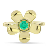 Pozlacené stříbro 925/1000 Prsten s Kolumbijským Smaragdem - Karátové číslo: 0.24. přibližná hmotnost: 3.53 gramů