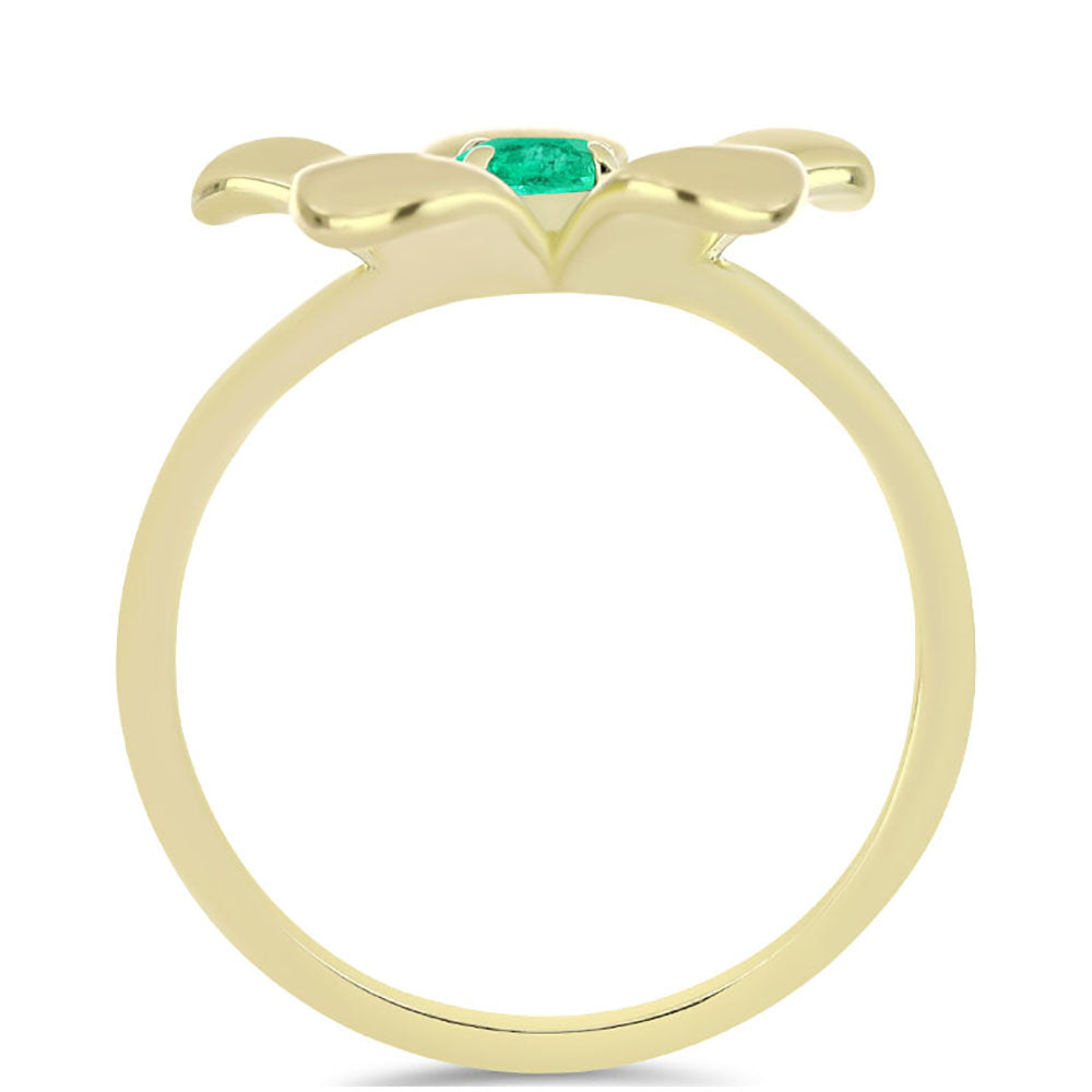 Pozlacené stříbro 925/1000 Prsten s Kolumbijským Smaragdem - Karátové číslo: 0.24. přibližná hmotnost: 3.53 gramů