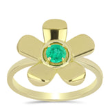Pozlacené stříbro 925/1000 Prsten s Kolumbijským Smaragdem - Karátové číslo: 0.24. přibližná hmotnost: 3.53 gramů