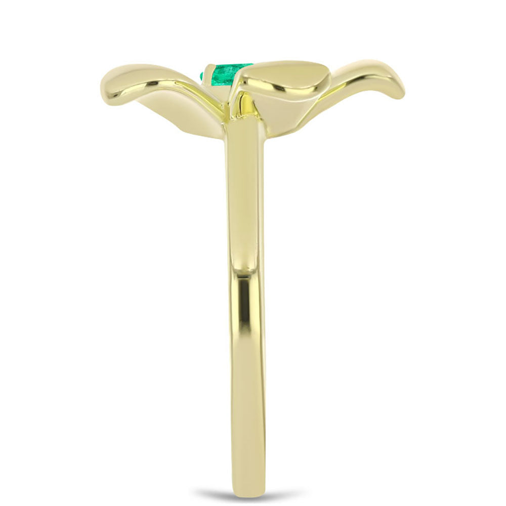 Pozlacené stříbro 925/1000 Prsten s Kolumbijským Smaragdem - Karátové číslo: 0.24. přibližná hmotnost: 3.53 gramů