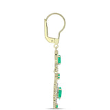 Pozlacené Stříbro 925/1000 - Náušnice s Kolumbijským Smaragdem a Bílým Diamantem - Karátové číslo: 1.67. přibližná hmotnost: 4.46 gramů