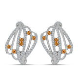 Stříbro 925/1000 Náušnice s "Císařským žlutým" topazem a Bílým Topazem - Karátové číslo: 1.46. přibližná hmotnost: 5.9 gramů