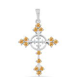 Stříbro 925/1000 Přívěsek s "Císařským žlutým" topazem a Bílým Topazem - Karátové číslo: 0.67. přibližná hmotnost: 2.19 gramů