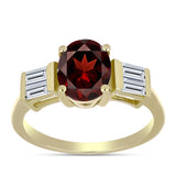 Pozlacený Stříbrný Prsten s Bartonským Granátem a Bílým Topazem