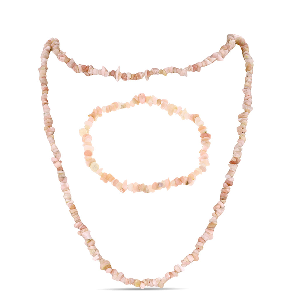 Nugetová Sada s Růžovým Opálem z Lega Dembi - Karátové číslo: 110.6. přibližná hmotnost: 22.12 gramů ( Náhrdelník+Náramek )