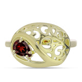 Pozlacené Stříbro 925/1000 - Prsten s Bartonským Granátem - Karátové číslo: 0.49. přibližná hmotnost: 2.93 gramů