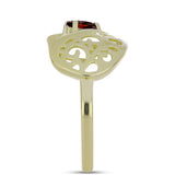 Pozlacené Stříbro 925/1000 - Prsten s Bartonským Granátem - Karátové číslo: 0.49. přibližná hmotnost: 2.93 gramů