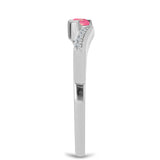 Stříbro 925/1000 Prsten s Růžovým Opálem z Lega Dembi a Bílým Topazem - Karátové číslo: 0.13. přibližná hmotnost: 1.76 gramů