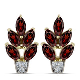 Pozlacené Stříbrné Náušnice s Bartonským Granátem a Bílým Topazem