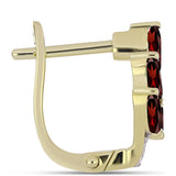 Pozlacené Stříbrné Náušnice s Bartonským Granátem a Bílým Topazem