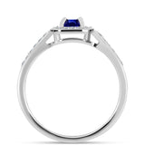 Stříbro 925/1000 Prsten s Australským Modrým Safírem a Bílým Topazem - Karátové číslo: 0.78. přibližná hmotnost: 2.43 gramů