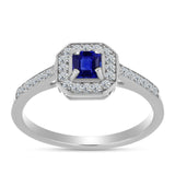 Stříbro 925/1000 Prsten s Australským Modrým Safírem a Bílým Topazem - Karátové číslo: 0.78. přibližná hmotnost: 2.43 gramů