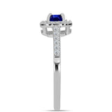 Stříbro 925/1000 Prsten s Australským Modrým Safírem a Bílým Topazem - Karátové číslo: 0.78. přibližná hmotnost: 2.43 gramů