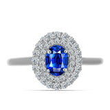 Stříbro 925/1000 Prsten s Australským Modrým Safírem a Bílým Topazem - Karátové číslo: 1.53. přibližná hmotnost: 2.85 gramů