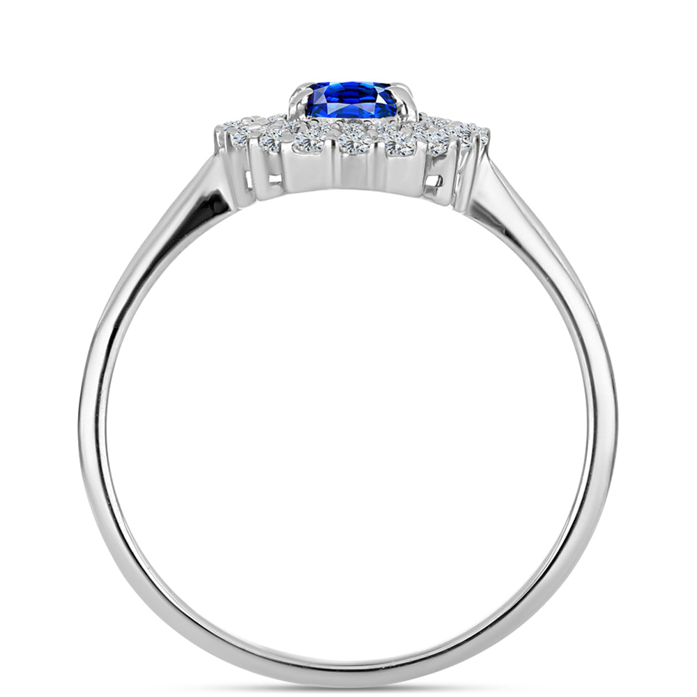 Stříbro 925/1000 Prsten s Australským Modrým Safírem a Bílým Topazem - Karátové číslo: 1.53. přibližná hmotnost: 2.85 gramů