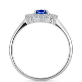 Stříbro 925/1000 Prsten s Australským Modrým Safírem a Bílým Topazem - Karátové číslo: 1.53. přibližná hmotnost: 2.85 gramů