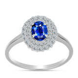 Stříbro 925/1000 Prsten s Australským Modrým Safírem a Bílým Topazem - Karátové číslo: 1.53. přibližná hmotnost: 2.85 gramů