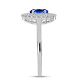 Stříbro 925/1000 Prsten s Australským Modrým Safírem a Bílým Topazem - Karátové číslo: 1.53. přibližná hmotnost: 2.85 gramů